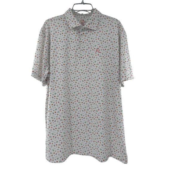 Rhoback Other - Rhoback Mens Polo Shirt Apres Ski Mountain Print Short Sleeve Button Closure XL